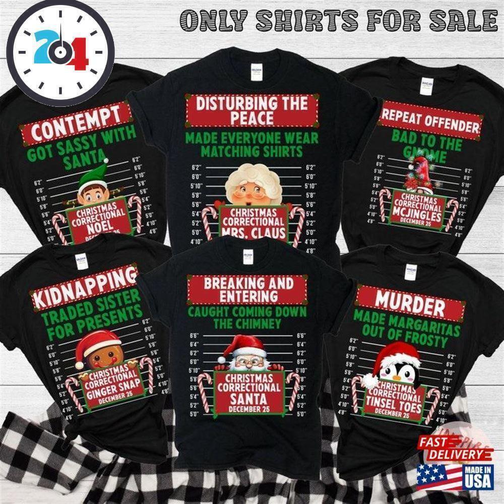 Family Christmas Shirt Group Matching Outfits Funny Inmate Party T Shirt